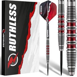 RUTHLESS Red Falcon - Set di freccette professionali in tungsteno, 22 g e 24 g, con alette e steli (22 g)