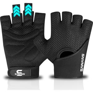 SAWANS Guanti da palestra e fitness, traspiranti, elastici, per allenamento e allenamento, per uomini e donne, in silicone antiscivolo, per sollevamento pesi, trazioni, bodybuilding (nero, XL)