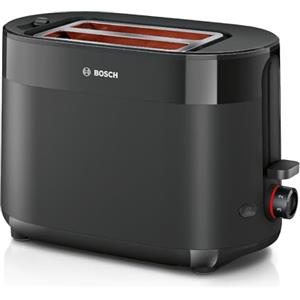 Bosch MyMoment TAT2M123 - Tostapane compatto, con funzione di scongelamento, con funzione di scongelamento, funzione di sollevamento, centraggio del pane, perfetto per 2 fette, 800 Watt, nero opaco
