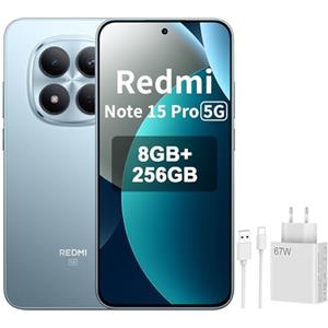 XIAOMI REDMI Note 15 Pro 5G Smartphone 8+256GB, Schermo 6,83" 1.5K AMOLED, MediaTek Dimensity 7400-Ultra, Fotocamera da 200MP, Batteria da 6580mAh, Blu Glacier, Included 67W Charger