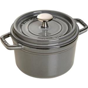 STAUB Cocotte Rotonda in Ghisa Grigio (Grafite) - 16 cm, Manopola in Acciaio, Compatibile con Tutti i Piani Cottura