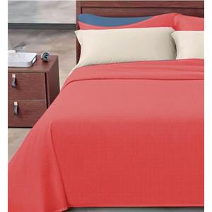 Passione per le tele COPRILETTO IN COTONE TINTA UNITA. Copriletto primavera/estate in piquet di cotone tinta unita millerighe leggero traspirante 8 colori disponibili (matrimoniale, corallo)