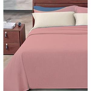 Passione per le tele COPRILETTO IN COTONE TINTA UNITA. Copriletto primavera/estate in piquet di cotone tinta unita millerighe leggero traspirante 8 colori disponibili (matrimoniale, cipria)