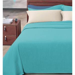 Passione per le tele COPRILETTO IN COTONE TINTA UNITA. Copriletto primavera/estate in piquet di cotone tinta unita millerighe leggero traspirante 8 colori disponibili (matrimoniale, acquamarina)