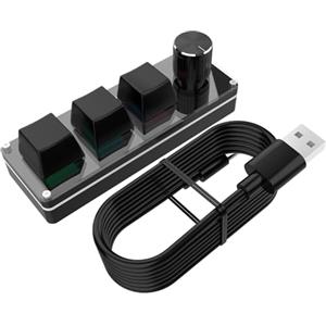 Genérico Macro Pad - Tastiera Ad Accesso Diretto Programmabile | Chiavi Silenziose, Mini Tastiera Meccanica Con Manopola Dell'encoder Rotativo, Tasti Di Accesso Rapido Personalizzabili Per La Produttività