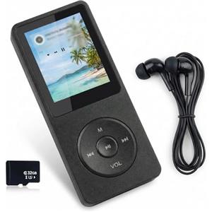 Witfoam Lettore MP3 Bluetooth 5.3 da 32 GB con altoparlante, lettore MP3 Bluetooth per bambini e sport, HiFi lossless, durata della batteria di 70 ore, radio FM, schermo da 1,8, compatibile con schede TF