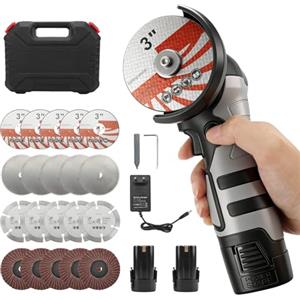 FormiPow Mini Smerigliatrice Angolare, Kit Professionale 16.8V smerigliatrice con Caricatore e 2 Batterie Taglierina, 14000 giri/min, con Accessori, elettriche Adatta per tagliare, lucidare e levigare