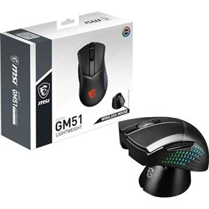 msi CLUTCH GM51 LIGHTWEIGHT WIRELESS - Mouse Gaming, Sensore PixArt PAW-3395, Peso 85g, 1000 Hz, Design ergonomico, Batteria da 550 mAH