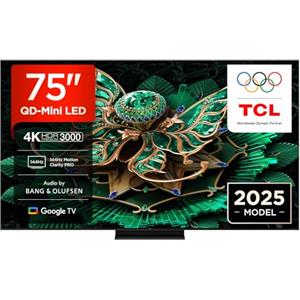 TCL 75C7K 75" QD-Mini LED TV, 4K HDR Premium 3000, Smart Google TV, 144Hz Motion Clarity Pro (Dolby Vision IQ & Atmos, CrystGlow HVA Panel, Game Master)