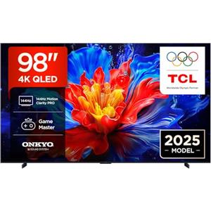 TCL 98P8K QLED 4K HDR Ultra HD 98" QLED TV with Google TV Technology (Dolby Vision and Atmos, Motion Clarity Pro 144Hz, FreeSync, Onkyo 2.1 Audio, Google Assistant Compatible)