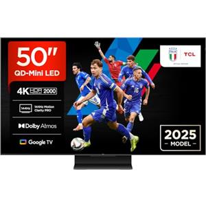 TCL 50Q7C 50" QLED TV 4K QD-Mini LED, HDR Premium 2000, Google TV (Dolby Vision IQ & Atmos, Pannello HVA, Refresh Rate 144Hz, Game Master, Google Assistant Hands-Free, Apple AirPlay 2 & Alexa)