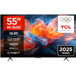 TCL 55T8C TV QLED 4K HDR Ultra HD da 55", QLED TV con tecnologia Google TV (Dolby Vision e Atmos, Motion Clarity Pro a 144 Hz, FreeSync, audio Onkyo 2.1, compatibile con Google Assistant)