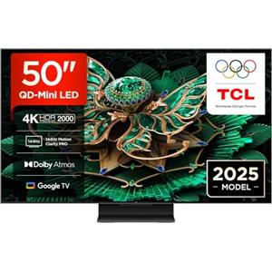 TCL 50C7K 55" QD-Mini LED TV, 4K HDR Premium 2000, Smart Google TV, 144Hz Motion Clarity Pro (Dolby Vision IQ & Atmos, HVA-Panel, Game Master)