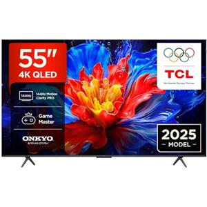TCL 55P8K QLED 4K HDR Ultra HD 55" QLED TV with Google TV Technology (Dolby Vision and Atmos, Motion Clarity Pro 144Hz, FreeSync, Onkyo 2.1 Audio, Google Assistant Compatible)