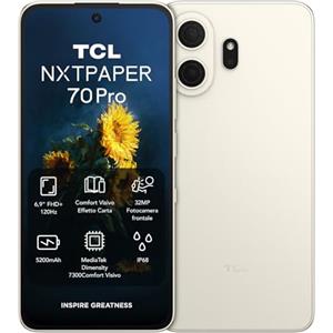 TCL Smartphone Android NXTPAPER 70 Pro 5G, Smartphone con display NXTPAPER 4.0 da 6,9", fotocamera 50MP OIS, 256GB+8GB, chipset Dimensity 7300, colore oro nebuloso
