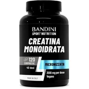 Bandini® Creatina Monoidrata 120 Compresse da 3000mg per dose - Integratore per Allenamento, Palestra e Pre Workout - 100% Vegan e Micronizzata - A base di Creatine Monoidrato pura al 100%