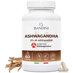 Bandini® Ashwagandha KSM-66® 100% Vegan, Withania Somnifera, Integratore Naturale Polvere di Ginseng Indiano, 5% di withanolidi, Rimedio Ayurvedico per Stress, Mente e Sonno, Qualità Premium KSM Pura