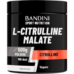 Bandini® L-Citrulline Malate Polvere 500 grammi, 3 grammi di L Citrulline Malat per Dose, Citrullina Malato 2:1 Polvere Insapore, Fermentazione Vegetale, Altamente dosata, Vegan, Booster Pre Workout