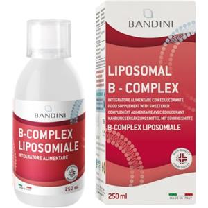 Bandini® Vitamina B Complex Liposomiale Liquida 250ml - Complesso di Vitamine Gruppo B ad Alto Dosaggio B1, B2, B3, B5, B6, B7, B9, B12 - Integratore Liquido B-Complex 100% Vegan - Prodotto in Italia
