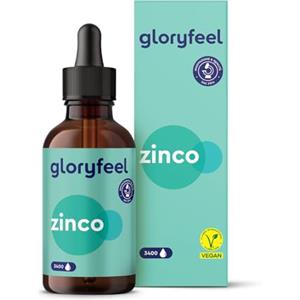 Gloryfeel Zinco Integratore in Gocce 15mg, 100ml (3400 gocce), per Sistema Immunitario & Pelle, da Zolfato di Zinco, Testato in Laboratorio, 100% Vegano, prodotto in Germania