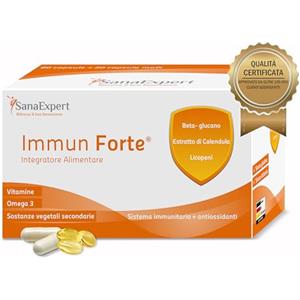 SanaExpert Immun Forte | Integratore Difese Immunitarie | Vitamina C, Zinco, Selenio, Beta-Glucano & Omega-3 (EPA/DHA) | 90 Capsule | Supporto Sistema Immunitario ed Energia Quotidiana