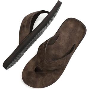 ARRIGO BELLO Infradito Uomo Pelle Ciabatte Mare Eleganti Cuoio Sandali Estive Piscina Antiscivolo Flip Flops Taglia 41-46(C Marrone Chiaro, Taglia 41)
