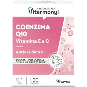 Vitarmonyl Coenzima Q10 con Vitamina E e C - Integratore Antiossidante per la Pelle e Protezione Cellulare - Benessere della Pelle - 20 Capsule - Vitarmonyl