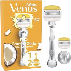 Gillette Venus Rasoio Donna Comfortglide Coconut con 5 Lame, 2 Testine di Ricambio e Manico Riutilizzabile