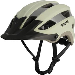 Favoto Casco MTB Uomo Donna - Caschi da Bici Leggero con Visiera Rimovibile Omologato CE Tripla Protezione Taglia Regolabile L 59-61cm Traspirante per Bicicletta da Strada Montagna Beige