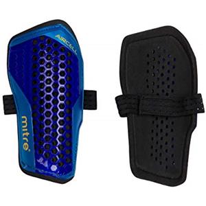 Mitre Aircell Parastinchi da calcio, traspiranti, protezione dagli urti, leggeri, nero/ciano/giallo, taglia L