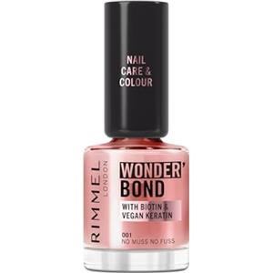 Rimmel London Rimmel Wonder'bond Care+Color Smalto, 001 No Muss No Fuss, Rigenera le unghie, Con Biotina e Cheratina Vegana, Modulabile, 12 ml