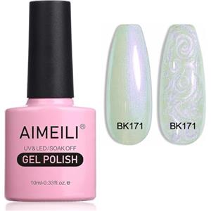 AIMEILI Pearl Shell Smalto per Unghie, Bianco Perlato Smalto Semipermanente per Unghie Glitter Shimmer Mermaid Gel Soak Off UV LED Effetto Perla e Effetto Spirale - (171) 10ml