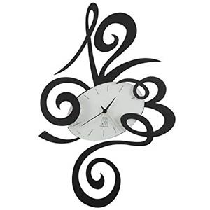 Arti & Mestieri Robin - Orologio da Parete di Design 100% Made in Italy - in Ferro, 34 x 51 cm - Nero Goffrato