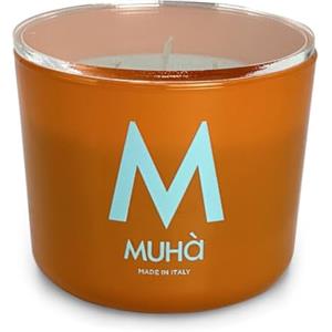 MUHA' | Candela Profumata in Vetro Arancio, Fragranza Cedro e Bergamotto, Profumatore per Ambienti, Formato da 500 Gr