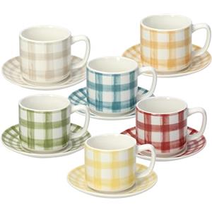 Tognana Caledonia, confezione 6 tazze caffè con piattino, new bone china, multicolor
