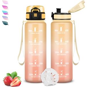 Grsta Borraccia, Borraccia 0,5 litri, Bottiglia Senza Perdite, Bottiglia Motivazionale, Facile da Trasportare, Borraccie con Orari per Bere, Facile da Pulire, per Yoga, Fitness, Campeggio, Bambina, Scuola