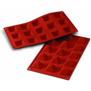 Silikomart | SF008 Stampo in Silicone per Monoporzioni PIRAMIDI, Antiaderente, 15 cavità, Confezione da 1 Stampo per Dolci, 36 x 36 h 22 mm, Made in Italy