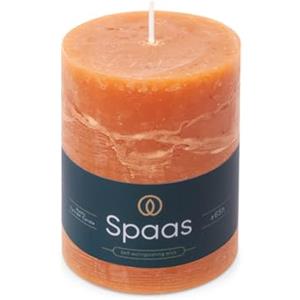 Spaas - Candela pilastro in stile rustico, 80/110 mm, 65 ore, arancione