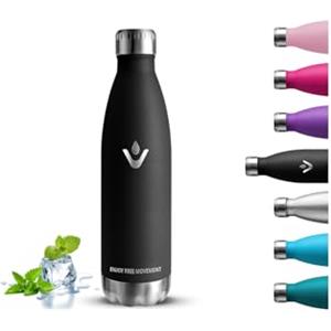 Grsta Borraccia Termica, 500 ml Borraccia Acciaio Inox, Borracce Termiche, Senza BPA, Borraccie Scuola, Senza Perdite, Bottiglie Piccola, Acciaio Inossidabile 18/8, Borracce per Viaggio, Campeggio, Nero