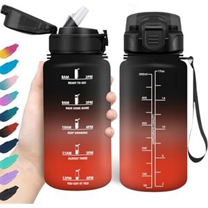 HoneyHolly Borraccia con Cannuccia 500Ml, Senza BPA & A Prova di Perdita, Reutilizables, Borraccia Scuola Elementare, per Scuola, Palestra, Ufficio, Running