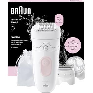 Braun Silk Epil 5 Epilatore Elettrico Donna, Rasoio Elettrico Donna, Wet&Dry, Rimozione Facile Peli, Pelle Liscia, Include Testina Rasoio, Pettine Regolatore e Spazzola Esfoliante,5-060,Rosa Flamingo