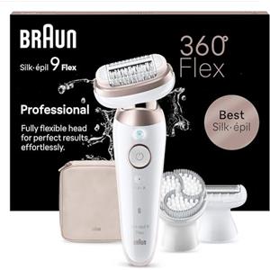 Braun Silk Epil 9 Flex Epilatore Elettrico Donna, Rasoio Elettrico Donna, Con Testina Flessibile a 360° Per Epilazione Semplice, Wet & Dry, Pelle Liscia a Lungo, Idea Regalo, 9-060 3D, Bianco/Rosa