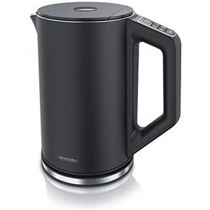 arendo - Bollitore Acqua Elettrico da 1.5L 2200W - Eco Controllo Temperatura - Temperatura Regolabile 40-100°C - Parete Doppia - in Acciaio Inossidabile - Senza Plastica - Nero