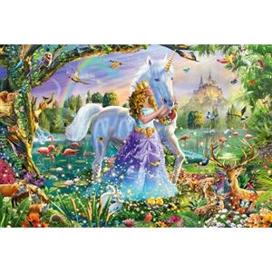 Schmidt Spiele Puzzle 56307 principessa con unicorno e castello, 150 pezzi, multicolore