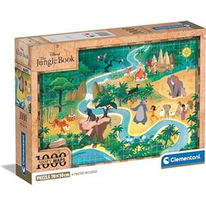 Clementoni Puzzle Disney Story Maps Jungle Book - 1000 Pezzi - Puzzle Adulti, Poster Incluso, Puzzle Disney, Divertimento Per Adulti, Made In Italy, 39813
