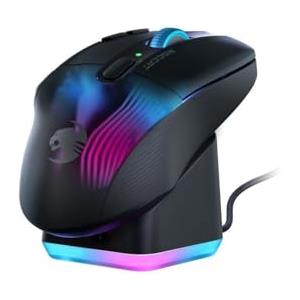 Turtle Beach Roccat Kone XP Air — mouse da gioco wireless con sensore ottico da 19.000 DPI, illuminazione AIMO RGB, rotella di scorrimento 4D, nero