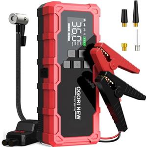 OGORI NEW Avviatore Batteria Auto con Compressore Aria 150PSI,6000A Booster Avviamento,Starter Batteria Auto con Torcia, Ricarica USB (8.0L Diesel/10.0L Benzina)