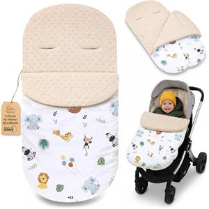 Totsy Baby Sacco passeggino invernale nanna 90x45 cm - coprigambe universale neonato termico per cybex yoyo e altri passeggini perfetto per ragazzi e ragazze Minky certificato Oeko-Tex Safari