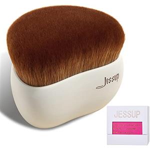 Jessup Pennello trucco, Pennello fondotinta Pennello piatto Kabuki fard viso Pennello fondotinta in polvere liquida per sfumare Lucidatura Punteggiatura con confezione regalo, Grigio chiaro SF002