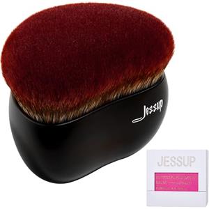 Jessup Pennello fondotinta liquido, pennelli make up multifunzionale, 1 pz pennelli trucco, pennello per fondotinta forma ciottolo, foundation brush pennello contorno cipria fard nero opaco SF001
